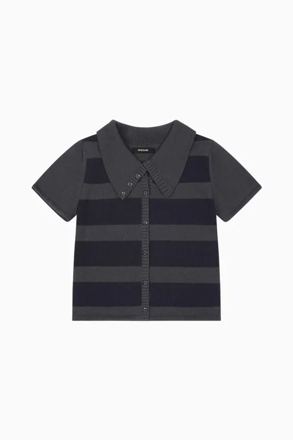 SAILOR COLLAR HALF CARDIGAN, NAVY