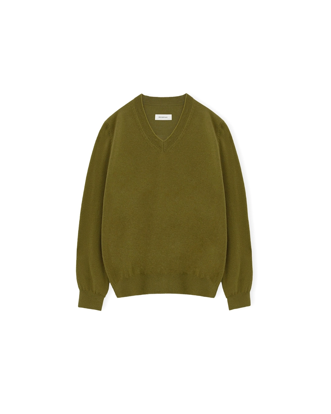 브라운야드 W Extra Super Fine V Neck Knit, Olive 상품 이미지 1