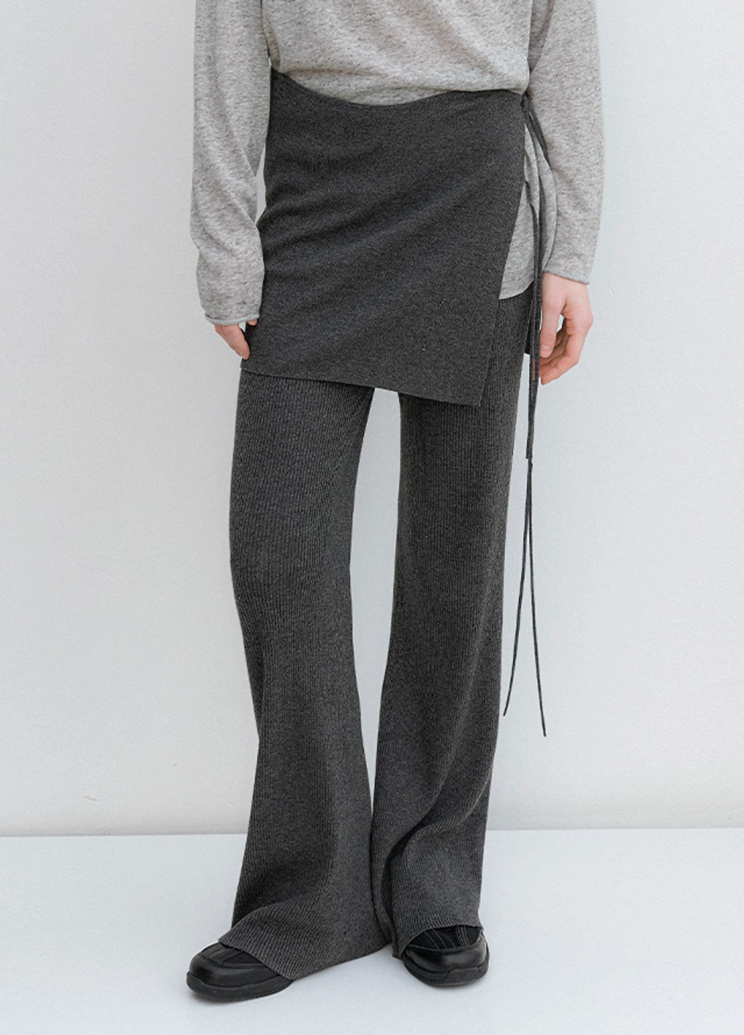 아뜰리에 나인 (PT-5740)AN LAYERD SKIRT SET SEMI BOOTS CUT KNIT PANTS S 상품 이미지 1