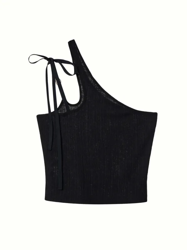 One Shoulder Strap Top, Black