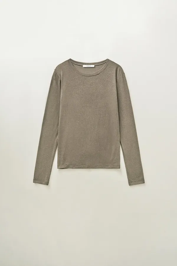 Wool tencel round Tee (Brown)