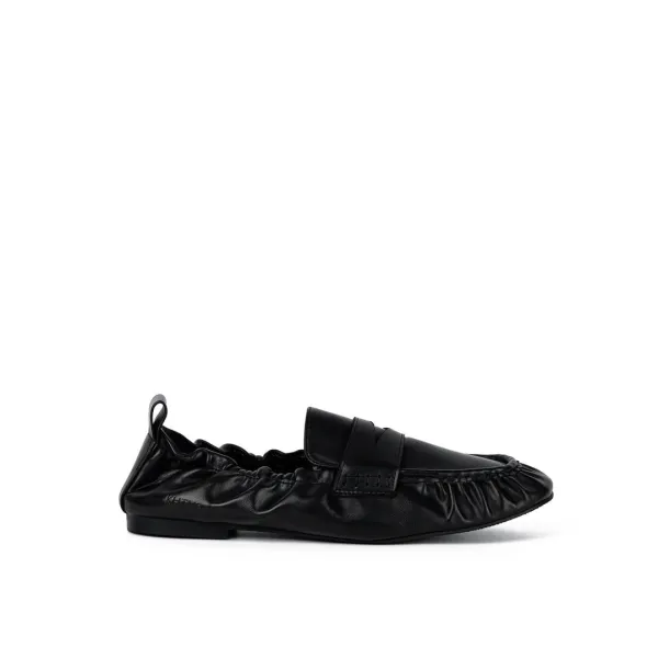 RIVE SHIRRING PENNY LOAFERS / BLACK