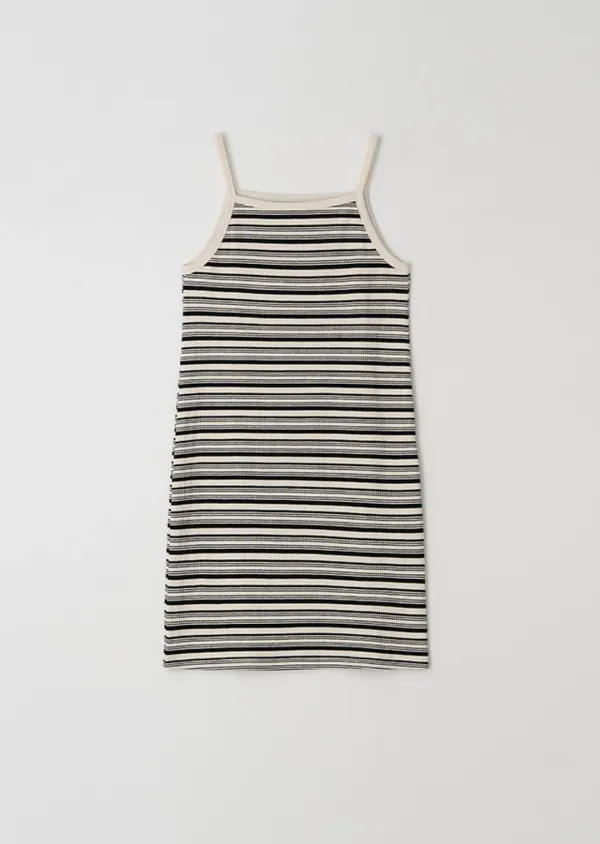 ribbed stripe sleeveless dress-ivory