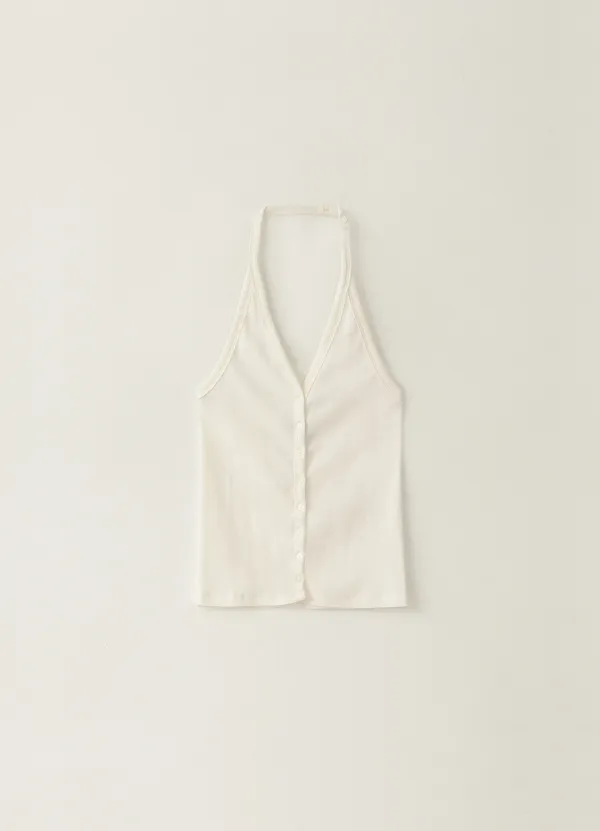 4TH / Halterneck Open Sleeveless - White (5월 말 순차배송)