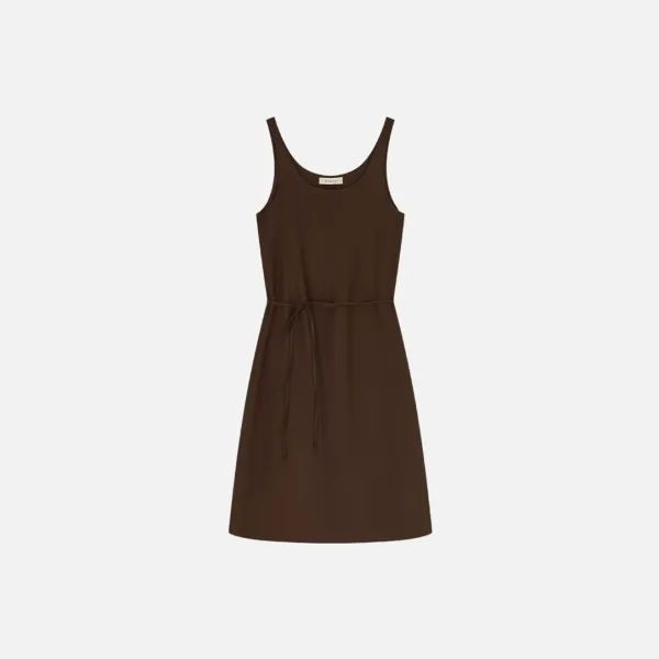 SIA8043 시스루 레이어드 링클 원피스_Brown