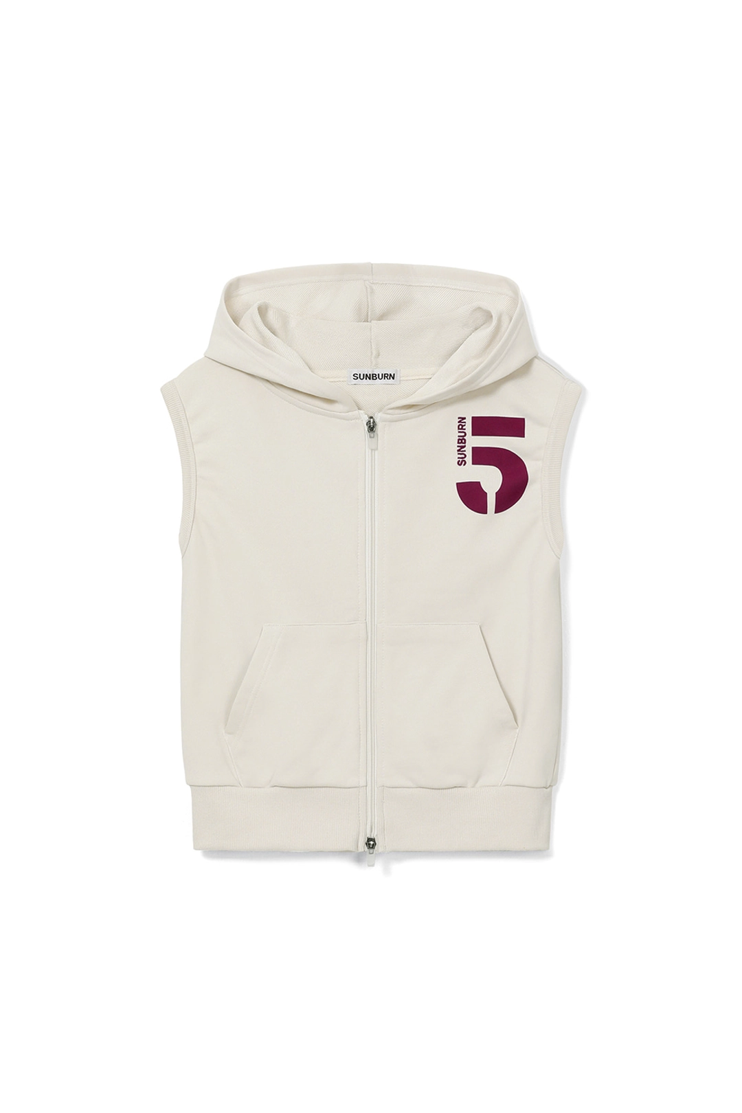썬번프로젝트 SUNBURN SLEEVELESS HOODIE ZIP-UP, IVORY 상품 이미지 1