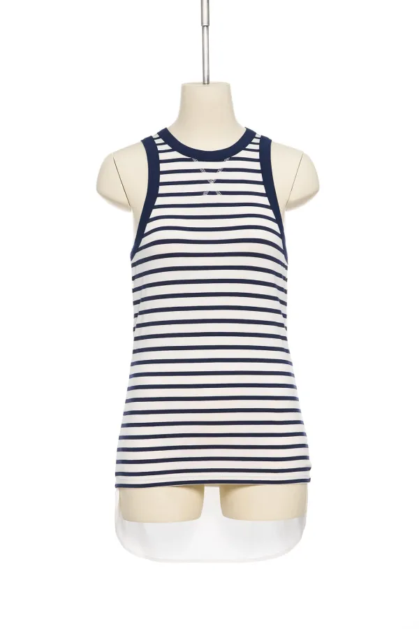 PF25 NAVY SHIRT CONCEALABLE SLEEVELESS TOP