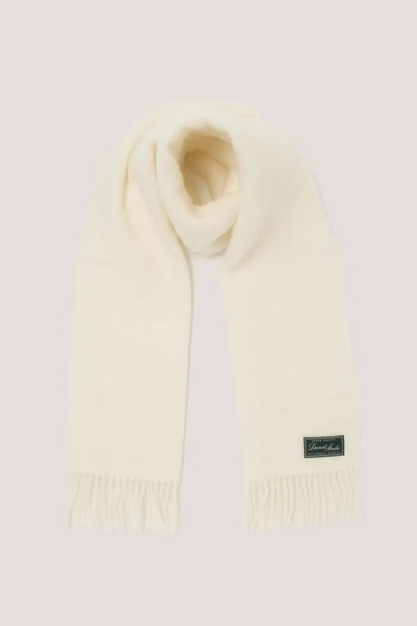 UNISEX FRINGED WOOL MUFFLER IVORY