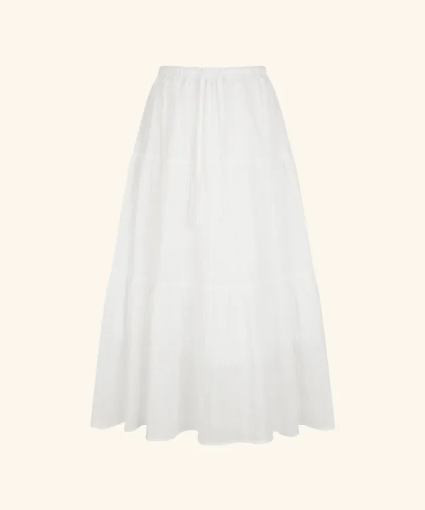 [6/8 순차배송] Mine Tiered Long Skirt (White)