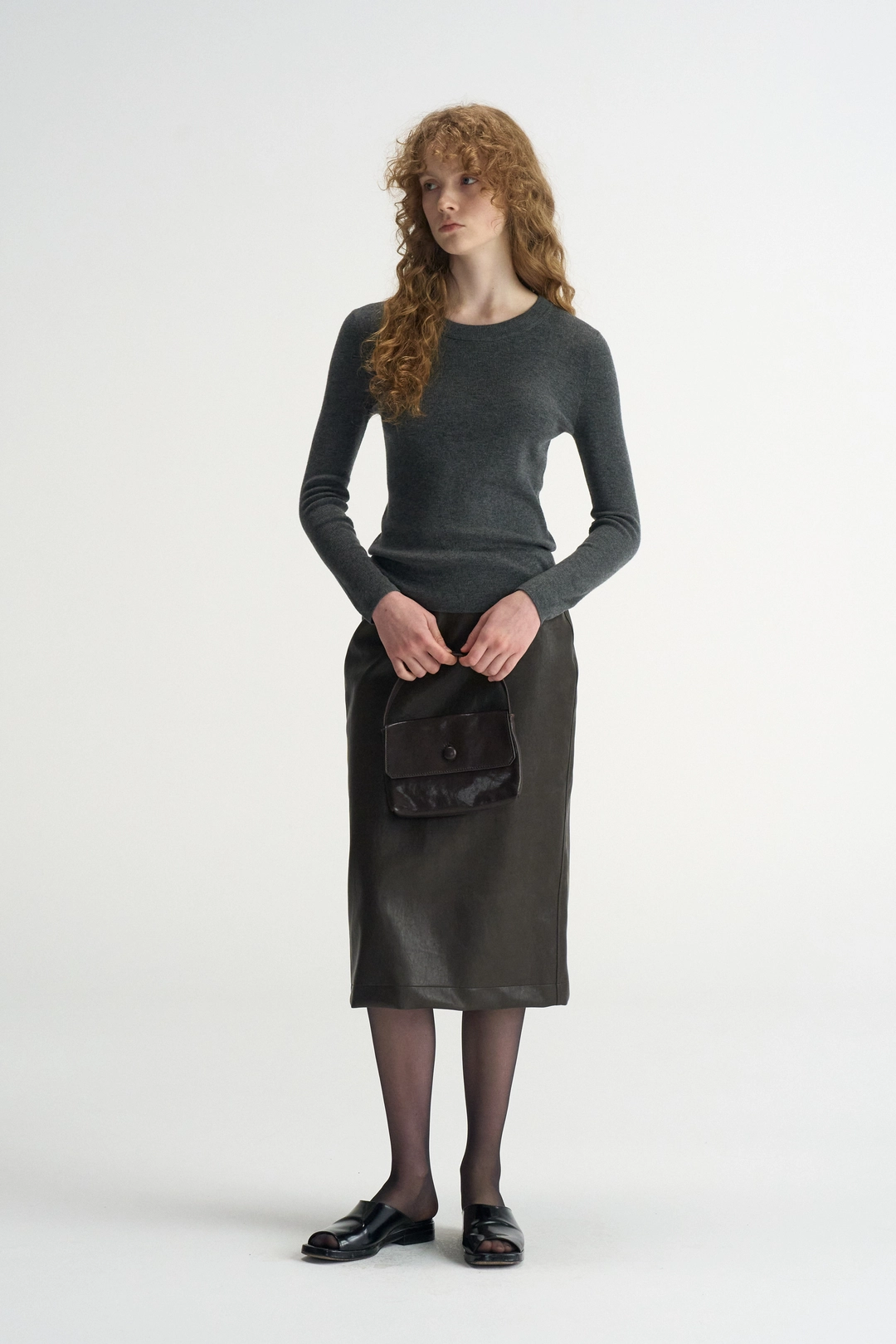 레이스 Button Flap Bag_Brown 상품 이미지 1