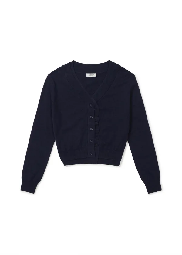 DOUBLE-LAYER WAVY CARDIGAN (NAVY)