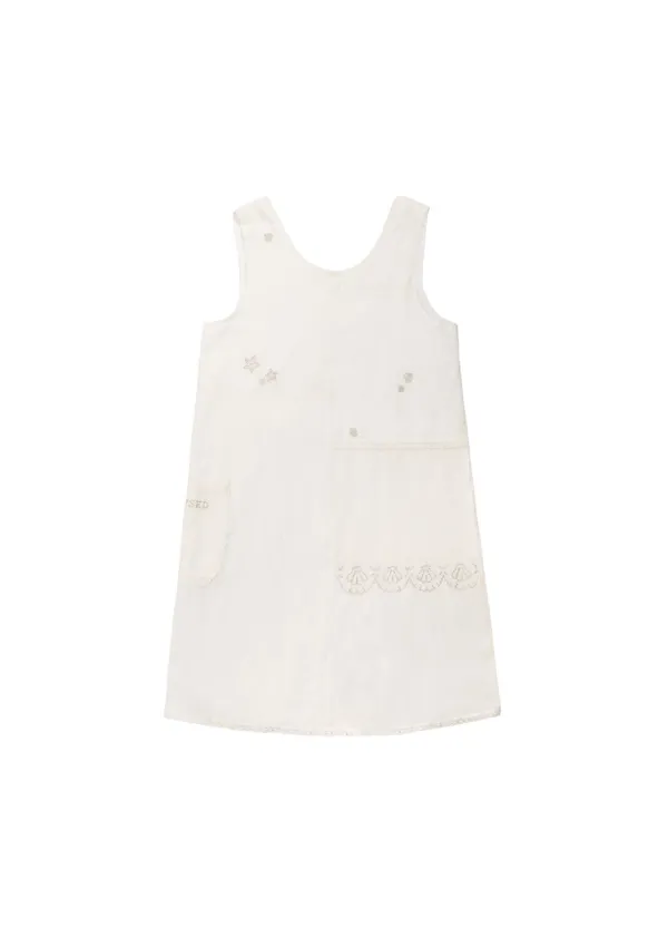 Mused Hand EMB Linen Dress - Ivory