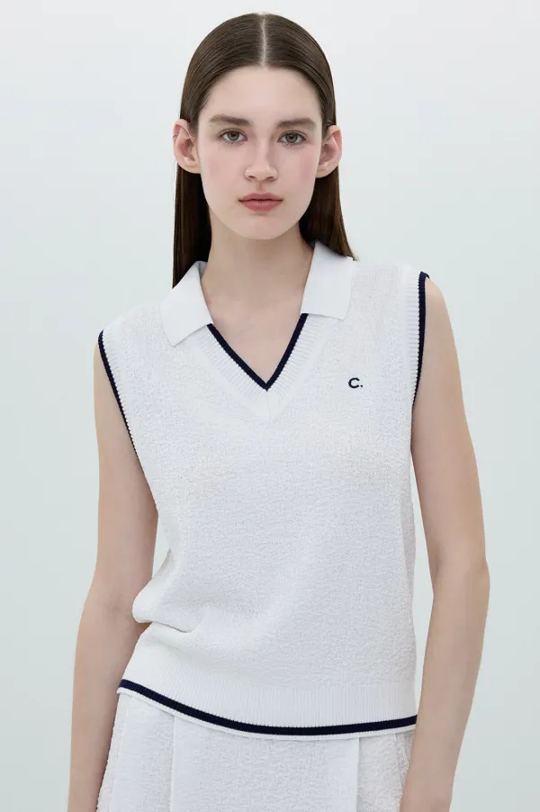 [25SS Clove] V-neck Collar Sleeveless Knit (White)