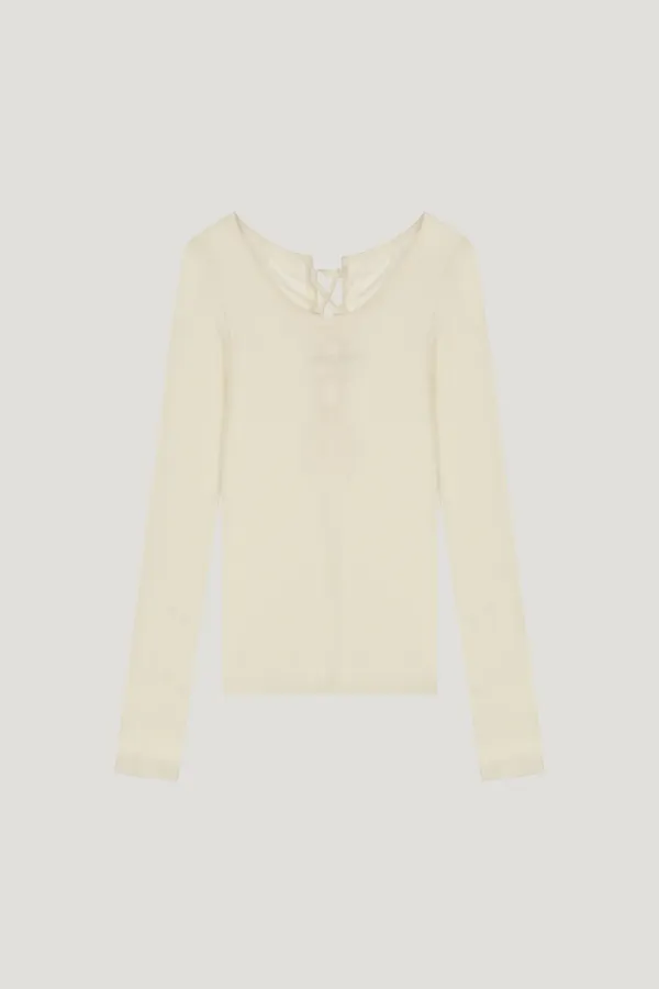 [L/V] BACK LACE WOOL T (IVORY)