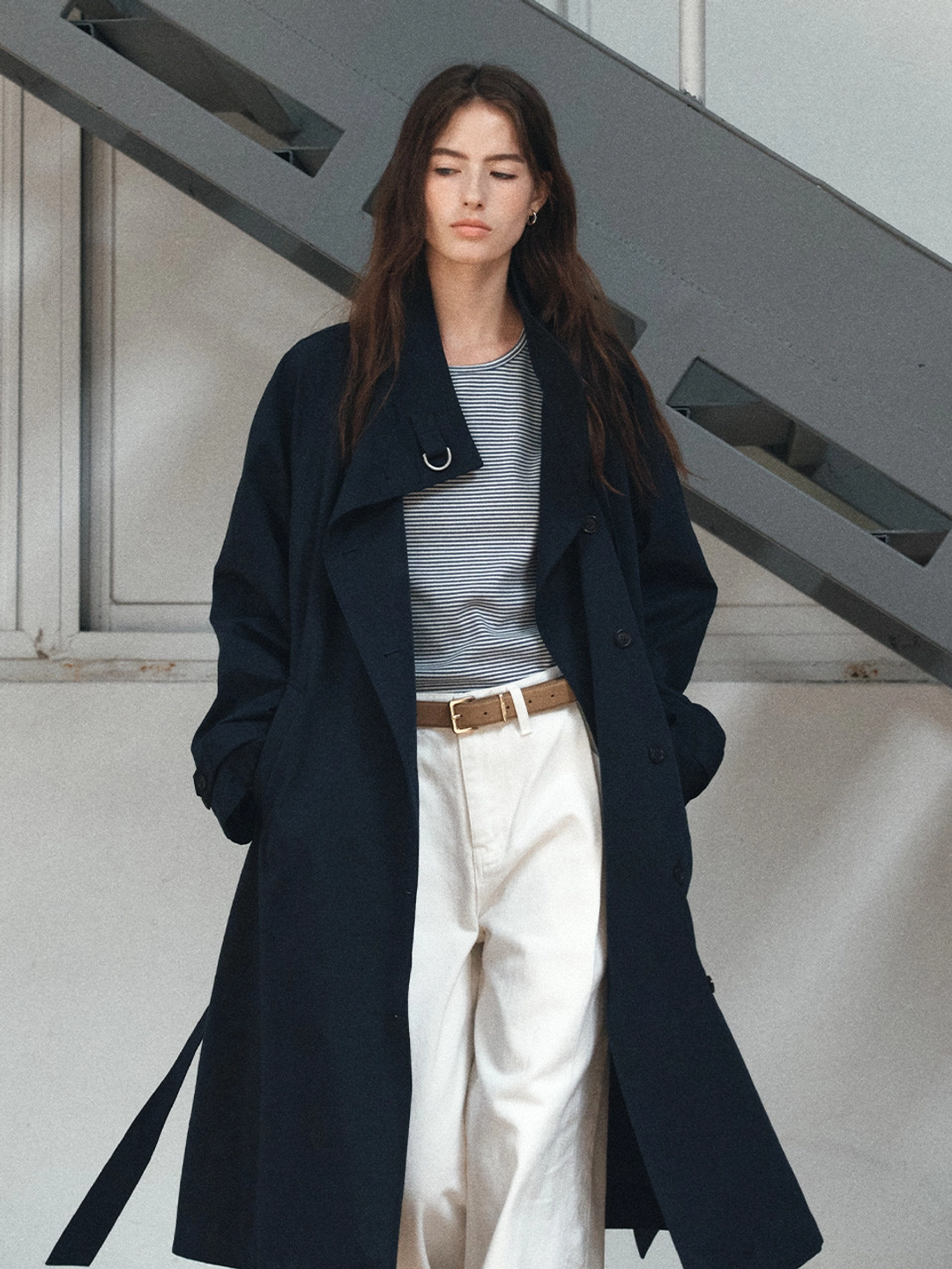 노운베러 Natural raglan high trench coat [KNFW06CT04]_Navy 상품 이미지 1