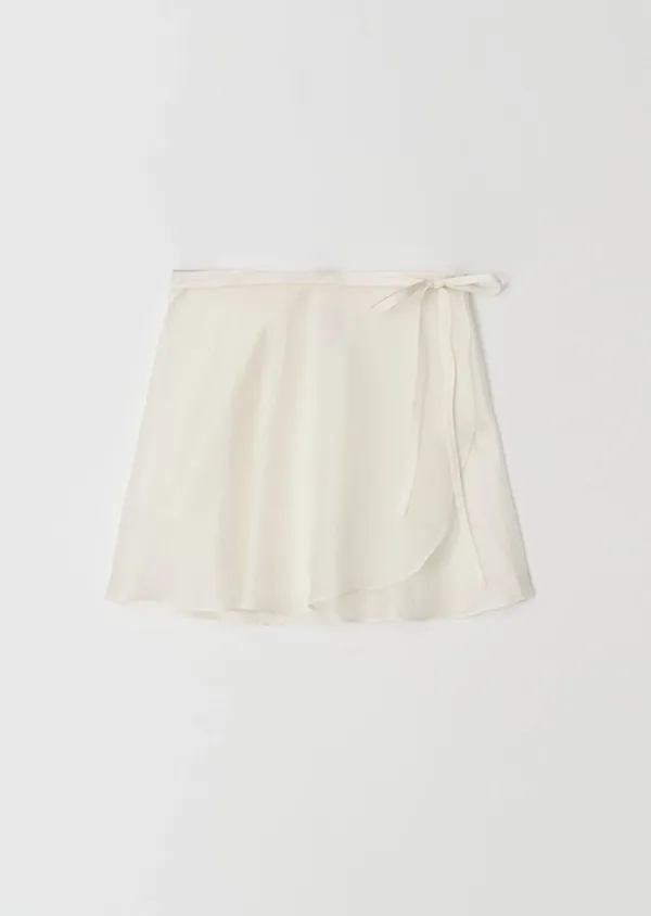 [10%] sheer layered wrap skirt-ivory