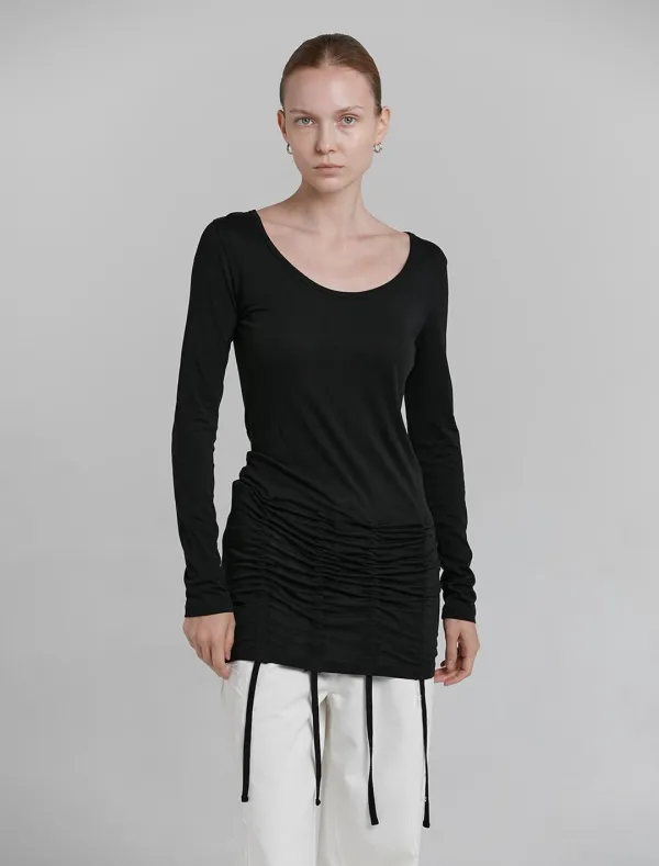 HEM STRING T-SHIRT [BLACK]