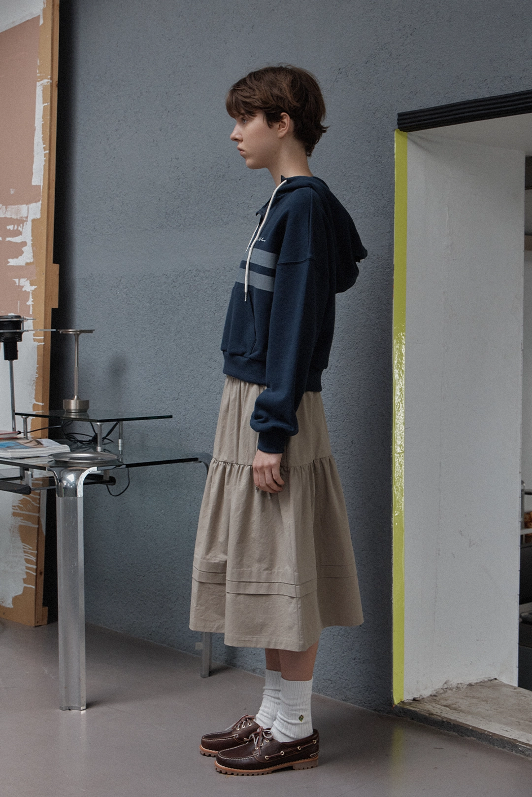 브렌다 브렌든 line hoody - navy 상품 이미지 2