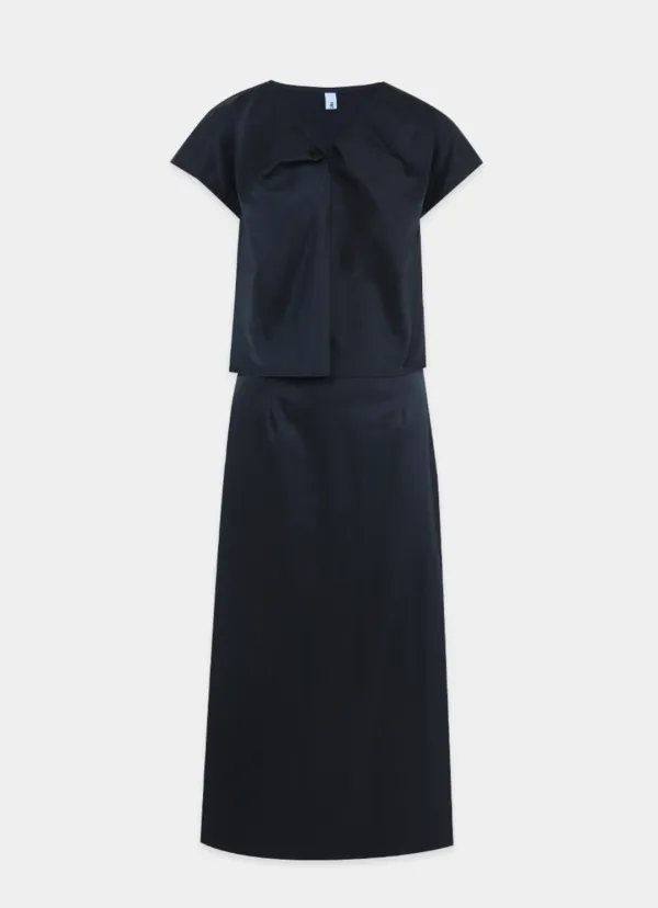  [44-120]  After glow Twist Blouse-Long Skirt Setup  에프터글로우 트위스트 블라우스-롱 스커트 셋업 (여름-마실룩-하객룩-데이트룩-출근룩-데일리룩-투피스-뒷밴딩스커트-꼬임-페미닌-빅사이즈-자체제작) 