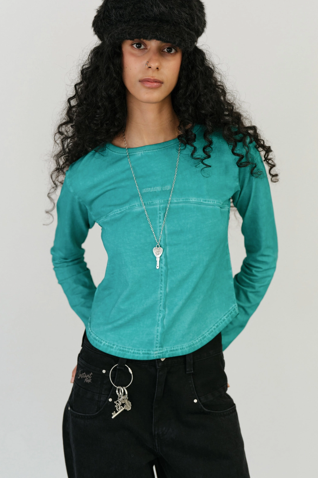 인스턴트펑크 PIGMENT CROPPED TEE - CYAN 상품 이미지 3
