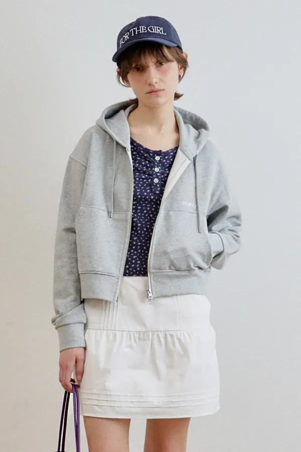 sparkling logo zip-up hoodie_gray
