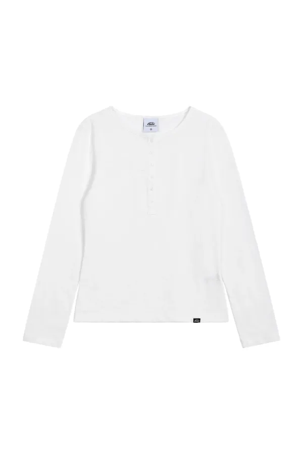 (W) SUMMER SLUB HENLEY NECK T-SHIRT-IVORY