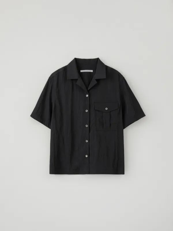 Silky Pocket Half Shirt(Black)
