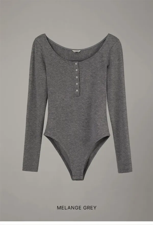 BUTTON BODYSUIT_MELANGE GREY
