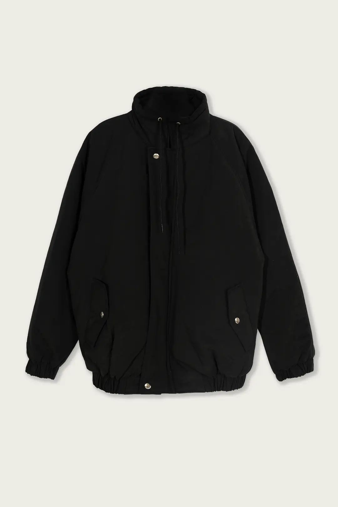 STAND COLLAR PADDED JACKET BLACK