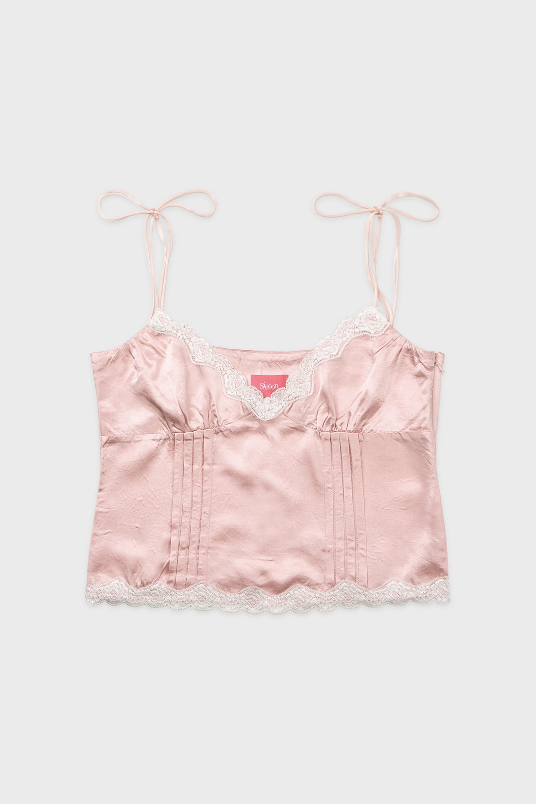 시눈 Satin Lace Sleeveless Blouse (Pink) 상품 이미지 1