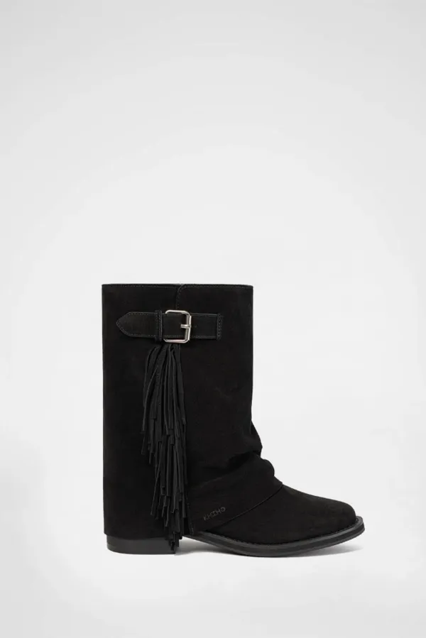 PREA FRINGE MID BOOTS / BLACK