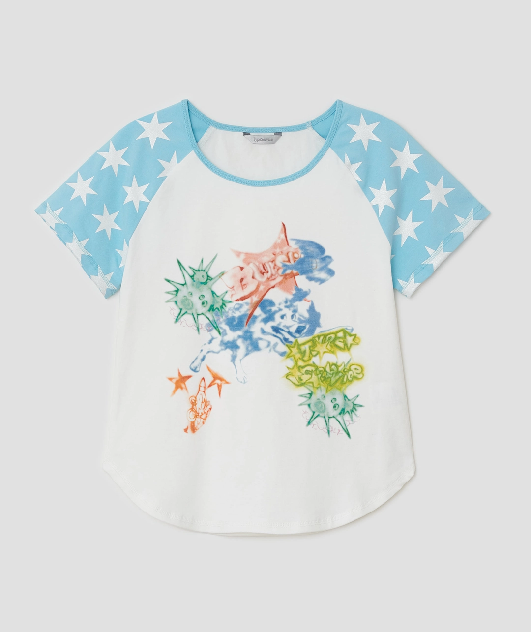타입서비스 Star Sleeve Spray Raglan Top [Blue] 상품 이미지 1