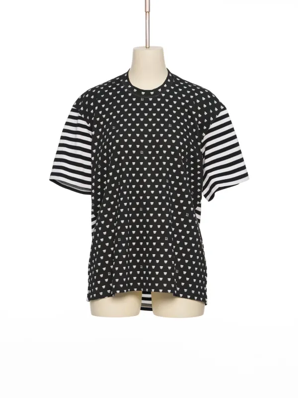 PF25 push-SKULL PRINT MOVABLE COLLAR T-SHIRT