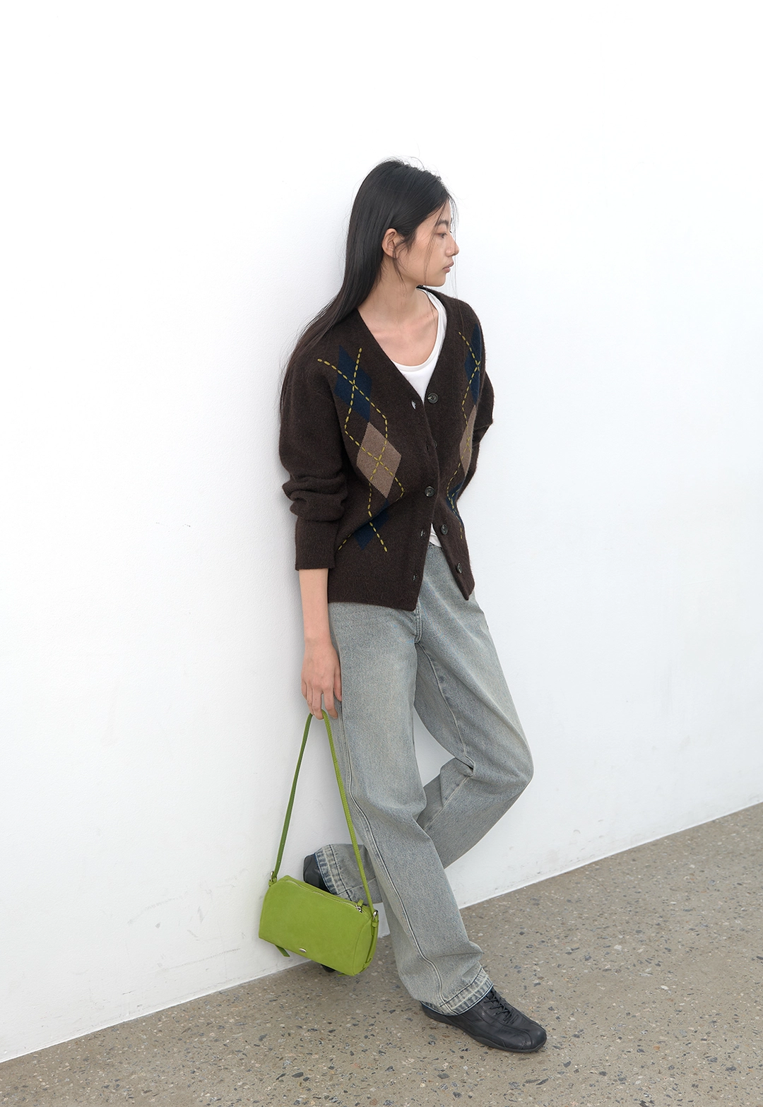 아뜰리에 나인 (CD-2281)ARGYLE WOOL STITCH POINT CARDIGAN 상품 이미지 3