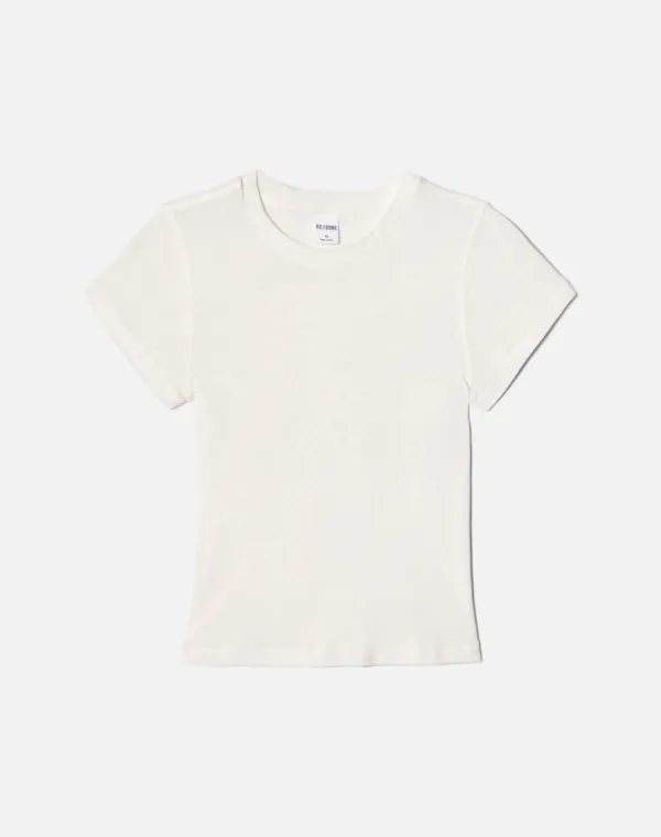 90s Baby Tee - Vintage White Honeycomb