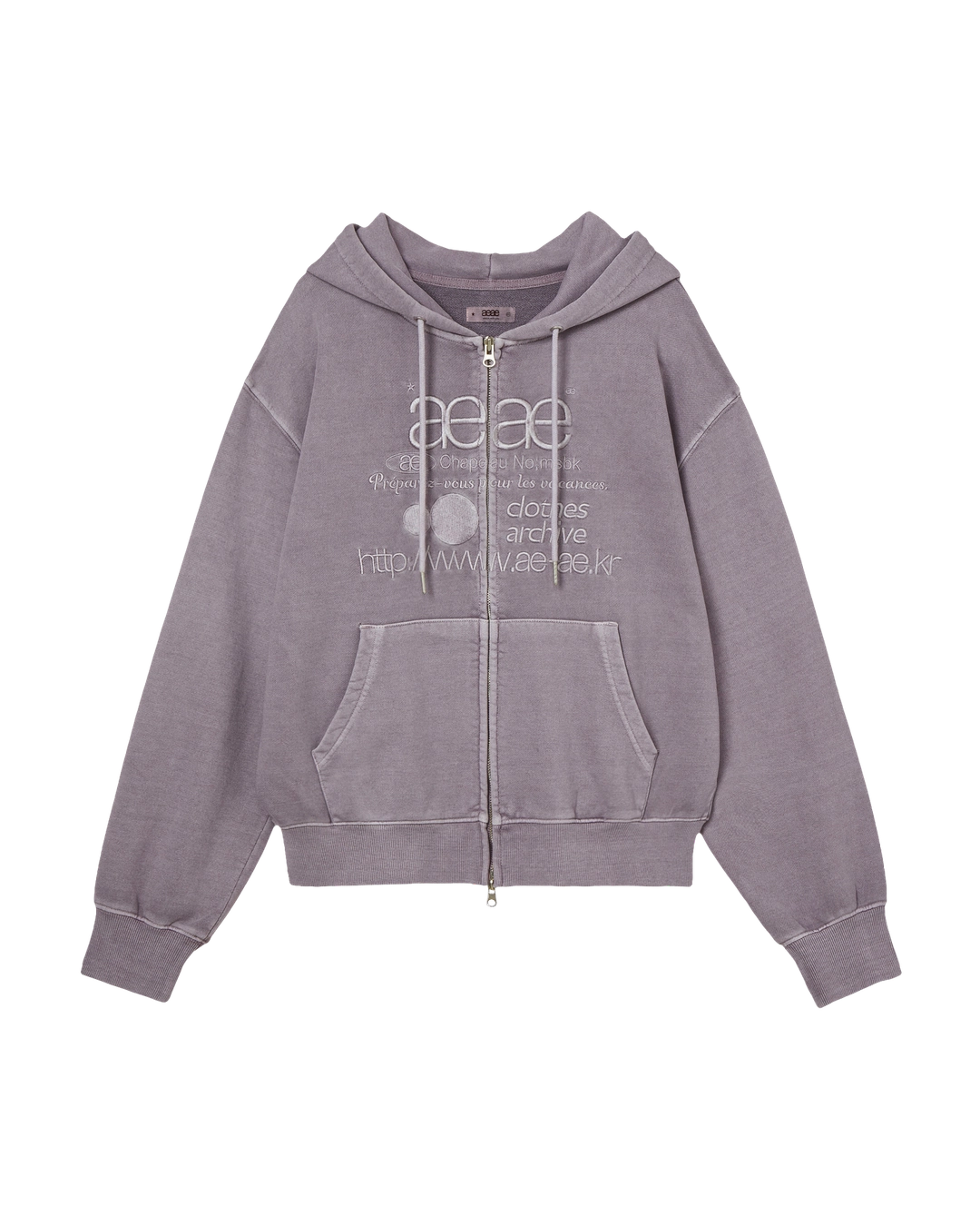 에이이에이이 WEB LOGO WASHED HOOD ZIP UP [PURPLE GREY] 상품 이미지 1