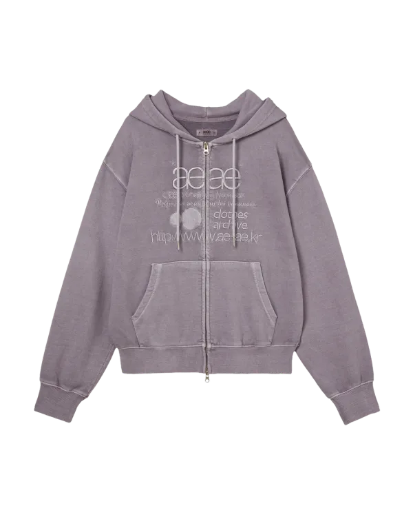 WEB LOGO WASHED HOOD ZIP UP [PURPLE GREY]
