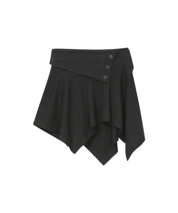 Unbalanced flow mini skirt BLACK