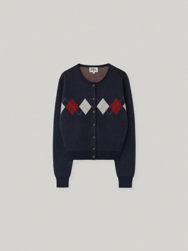 HARRINGTON ARGYLE CARDIGAN (NAVY)