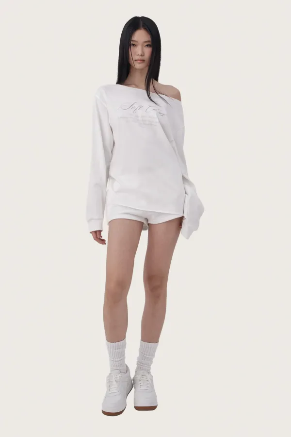 Soft Club one-shoulder sweatshirt, White