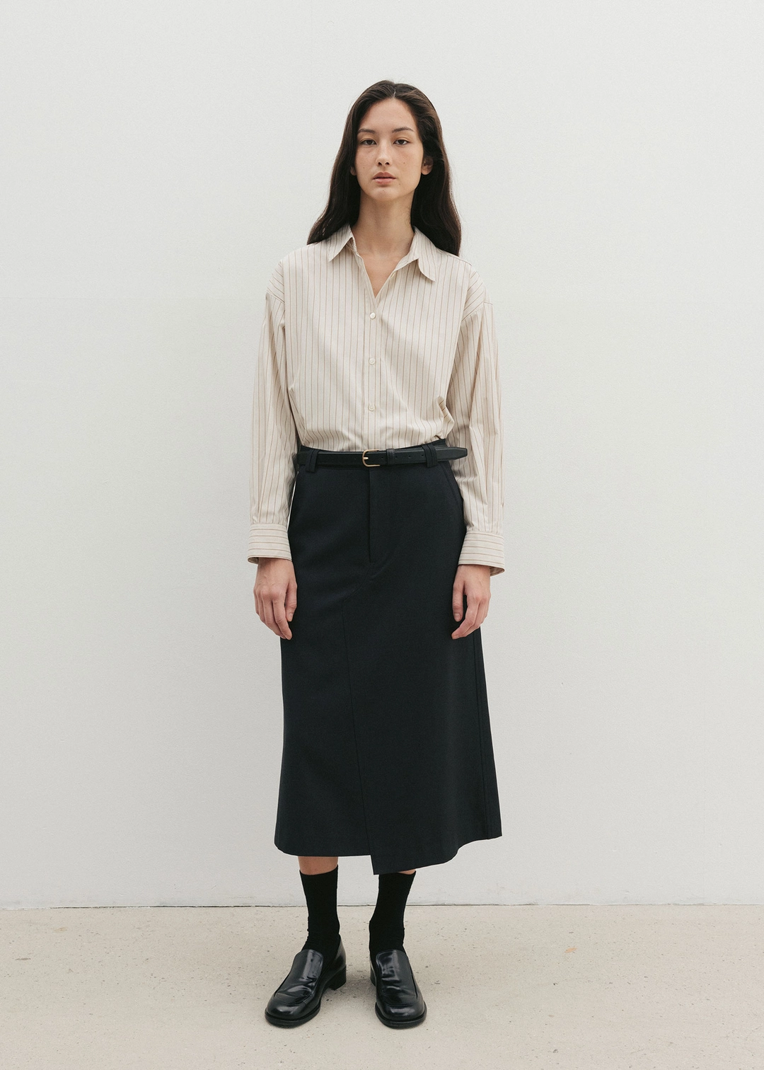 더라이 Semi Unbalance Skirt(Charcoal) 상품 이미지 2
