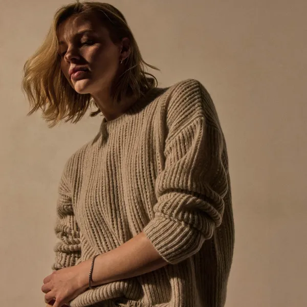 Open Stitch Crew Neck - Alabaster Mix