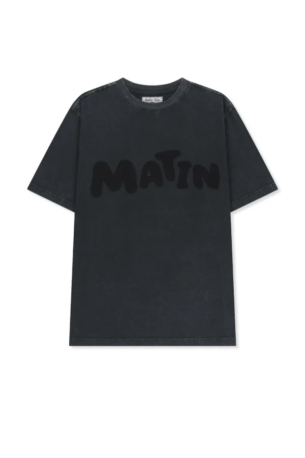 WAFFLE APPLIQUE LOGO TOP IN CHARCOAL