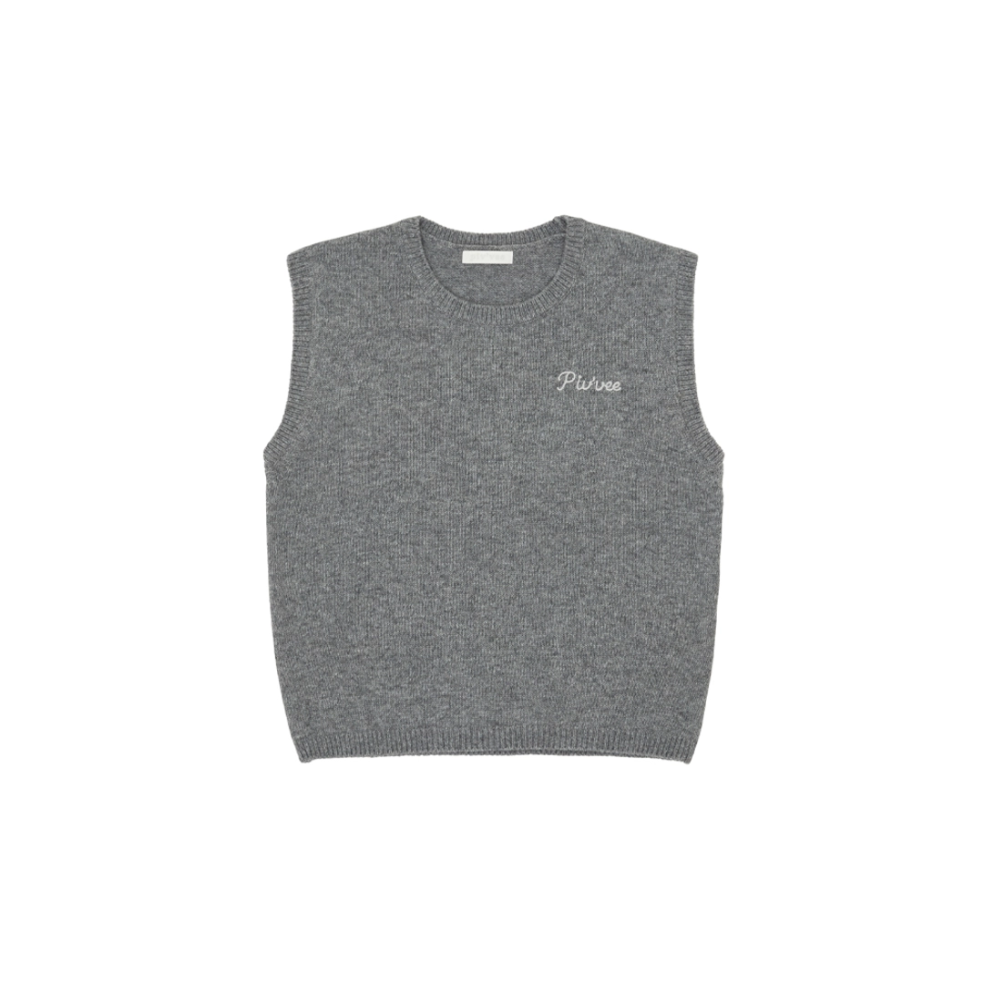 피브비 Giant Smiley Knit Vest (heather grey) 상품 이미지 3