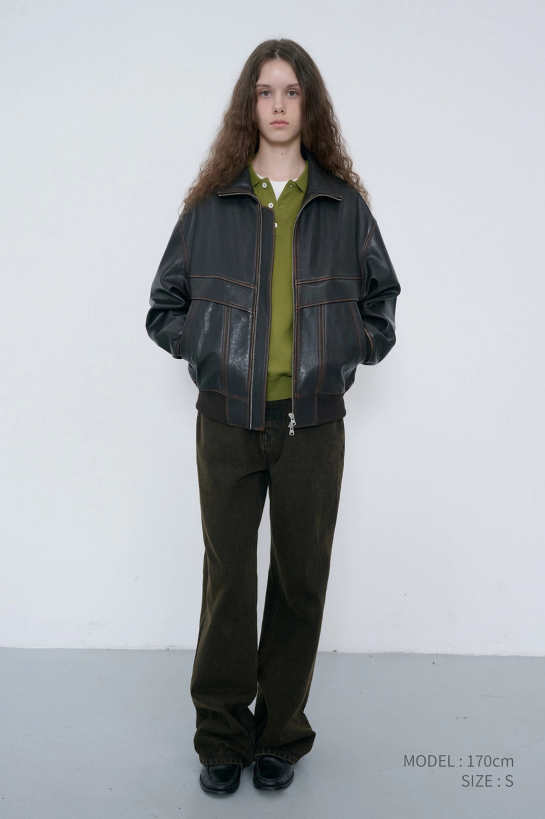 던스트 UNISEX STAND COLLARED LEATHER BLOUSON BRUSHED BROWN_UDJU6C103W2 상품 이미지 1