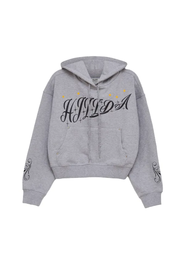 Sign Cropped Hoodie [Gray]