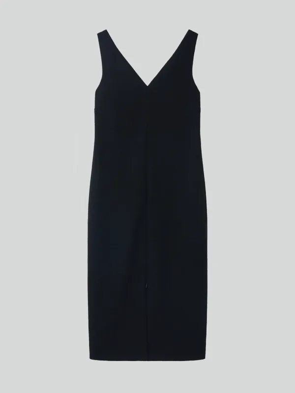 FRONT OPEN LONG DRESS (BLACK)