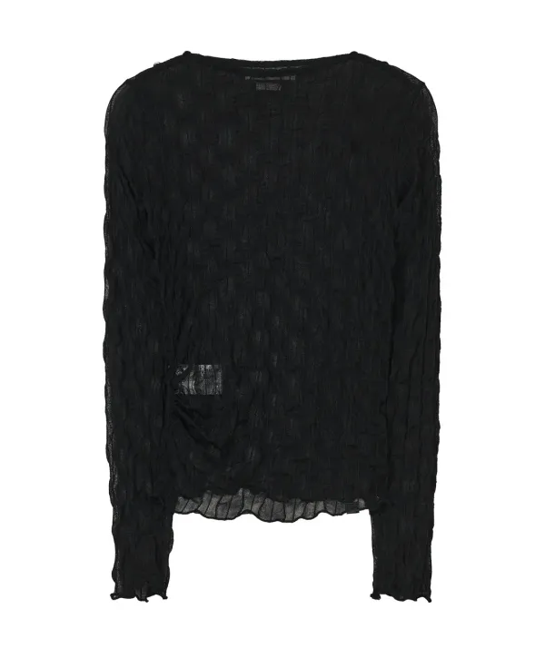 Side Shirring Button Top [Black]