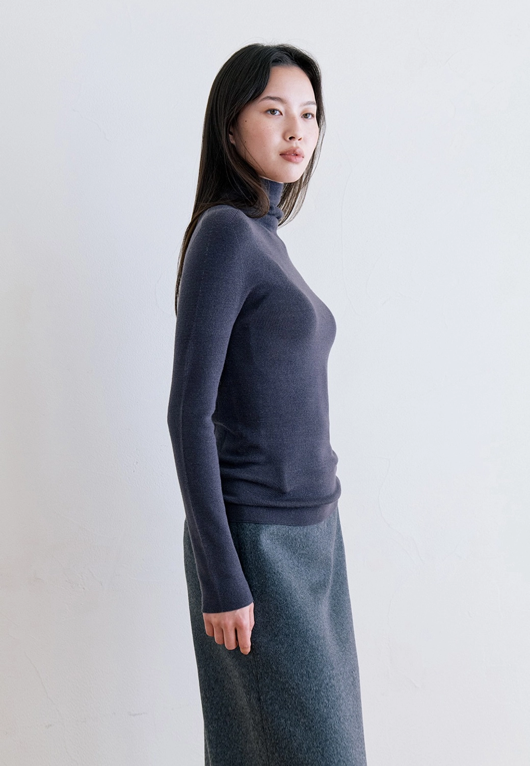 노티아 PREMIUM WOOL100 TURTLE NECK KNIT - CHARCOAL 상품 이미지 2