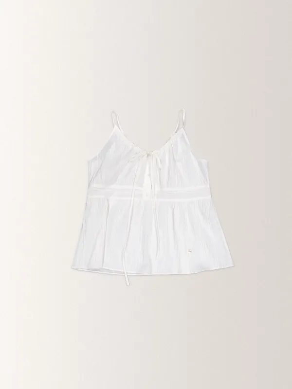 RIBBON BUTTON BLOUSE [ WHITE ]